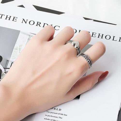 VENTFILLE 925 Sterling Silver Rings for Women Love hollow ring Retro peach heart Jewelry Ring Gift