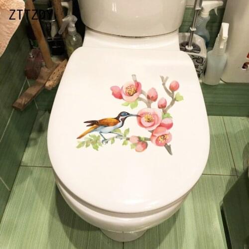 ZTTZDY 24.7×18.4CM Watercolor Painting Bird Cartoon Bedroom Decoration Wall Stickers Creative Toilet WC Decal T2-1525