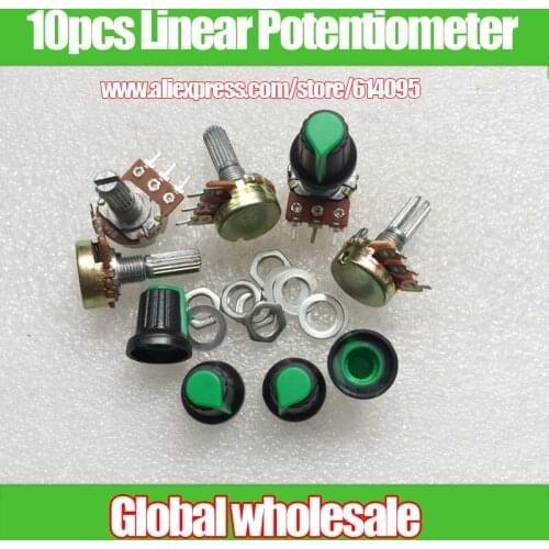 10pcs Linear Potentiometer B1K B5K B10K B20K B100K Ohm Assortment Kit each of 2 PCS 20mm Shaft Amplifier Potentiometer