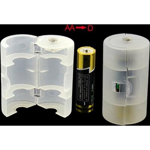 10pcs/lot Transparent White Plastic AA to D Size Cell Battery Conversion Adapter Switcher Converter Case Box Wholesale