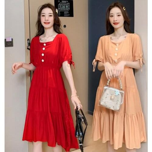 23702# Maternity Clothes Nursing Dress Loose Stylish Slimming Dress Pregnant Women Pregnancy Clothes Breastfeeding Dress