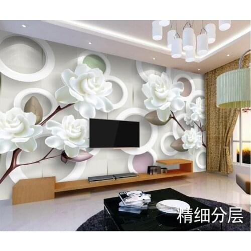 Custom 3D murals,Simple modern white peony papel de parede,hotel restaurant living room sofa TV bedroom modern wallpaper design