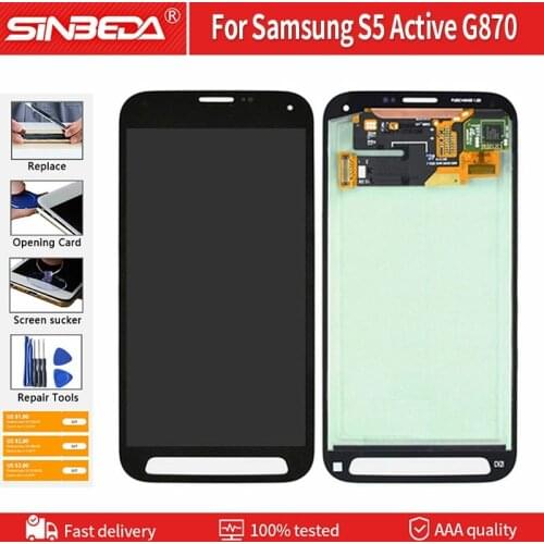 5.1" Original For SAMSUNG GALAXY S5 Active Display Touch Screen Digitizer Assembly G870 Replacement For SAMSUNG S5 G870 LCD