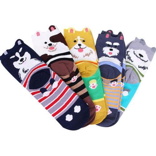 Women Short Socks 5 Pairs=10 Pcs Creative Individual Cute Cartoon Cats Pattern High Quality Cotton Socks Comfortable Warm Meias