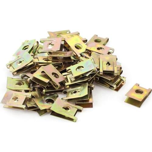 50pcs Bronze Tone Spring Metal Car Door Panel Spire Screw U-Type Clips