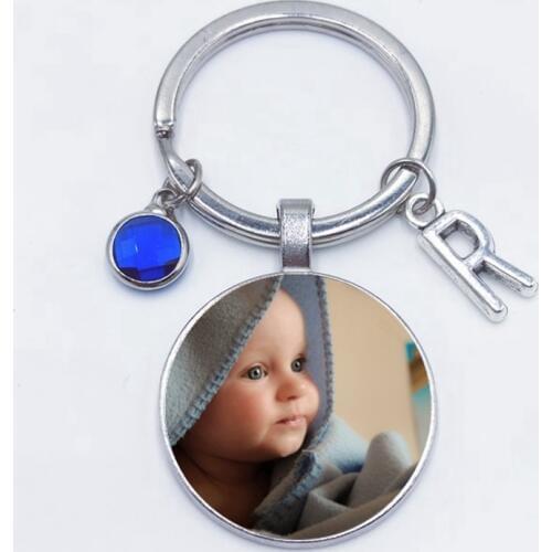 8-color Crystal Personalized Photo Pendant Custom Keychain Baby Photo Dad Mom Grandparents Family Members Favorite A Gift