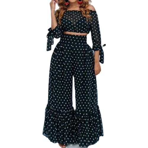 African Clothes For Women 2 Piece Sets Slash Neck Crop Tops Outfits 2021 Ruched Splice High Waist African Office Lady Pant Suits