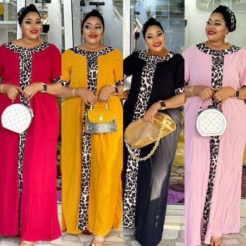 African Kaftan Big Size Womens Dresses India Caftan Traditional Wear Leopard stitch Boubou Africa Femme Maxi Casual Outfit 2021