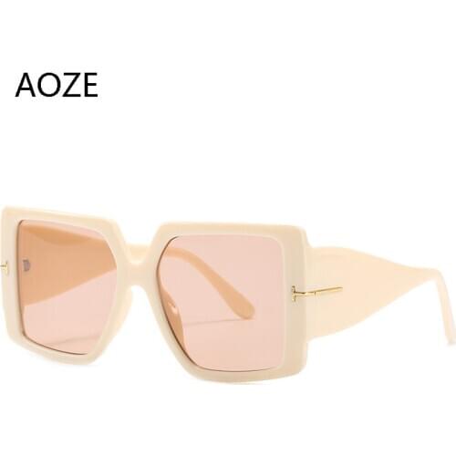 AOZE 2021 Luxury Oversize Square Gradient Sunglasses Women Vintage Brand Design Fashion Party Sunglasses lunette de soleil femme
