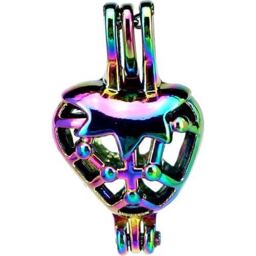 C458 5pcs/lot Rainbow Color Grape Fruit Bead Pearl Cage Locket Pendant Pearl Locket Fairytale Party