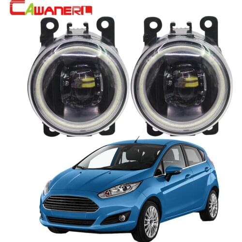 Cawanerl For 2001-2015 Ford Fiesta Car 4000LM LED Bulb H11 Fog Light Angel Eye Daytime Running Light DRL 12V High Bright