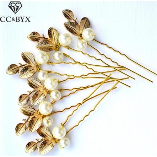 CC Hair Stick Hairpins Hairgrips Combs Pearl Leaf Engagement Wedding Hair Accessories For Bridal Fine Jewelry Simple Gifts 003