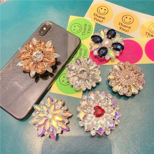 Diamond Bling Phone Holder Griptok Expanding Finger Ring Phone Socket Support Telephone For iPhone Samsung Xiaomi Huawei Oneplus