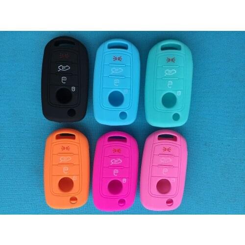 1Pc Silicone Car Key Case Cover For Fiat 500X Toro Tipo Egea 3 Buttons Remote Holder Flip Folding Protector For Dodge Neon Parts