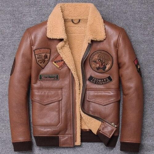 Haining original ecology coat one clothing male genuine air force flight peake locomotive lamb thick leather and vintage