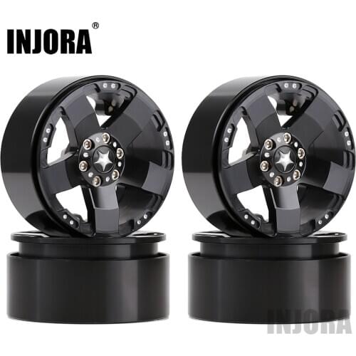 INJORA 4PCS Metal 2.2 Beadlock Wheel Rim 5 Spokes Hub for 1/10 RC Rock Crawler Axial SCX10 90046 RR10 Wraith TRAXXAS TRX4
