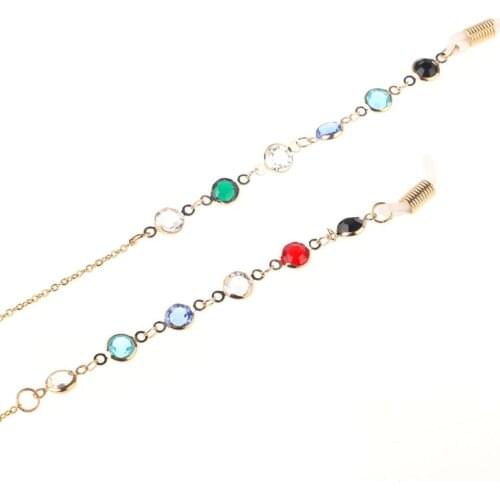 JGL0058 2020 latest design colorful zircon glasses chain glass shiny zircon beads Handmade glasses chain Reading glasses Europe
