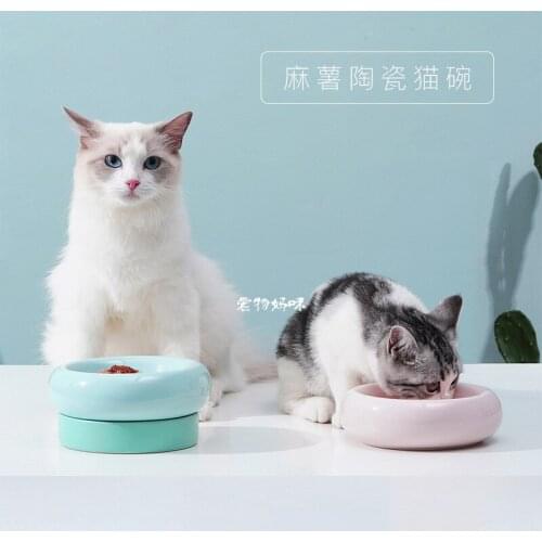 A dual-purpose cat bowl ceramic cat food bowl to protect the spine cat bowl set easy to clean