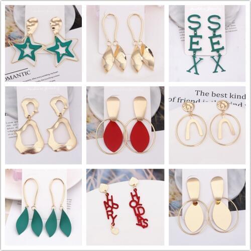 Exaggerated Drop Earrings For Women Multiple Choices Painted Metal Geometric Dangle Earring Brincos Wedding Jewelry Party Gift