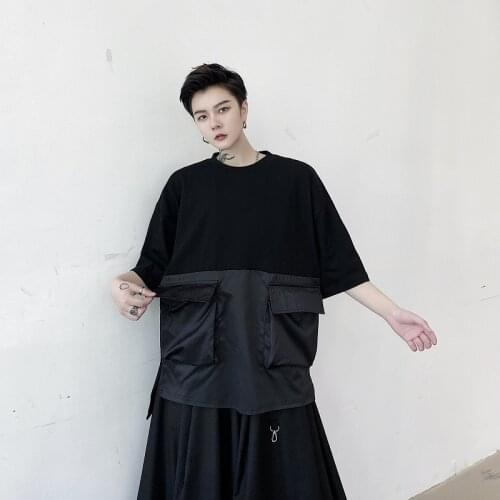 MIXCUBIC 2020 summer Korean style Personalized pocket design t-shirt men casual loose O-neck t-shirts male t-shirt M-XL