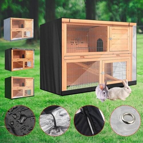 Best Oxford Cloth Hutch Covers 4FT Double Layer Rabbit Cage Dust Cover Waterproof for BB-48-DDU BB-48-DD BB-48-DDL-T 122X50X105