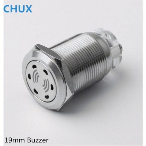 19mm Metal Buzzer 12V 24V 220v Screw Terminal Interrupted Flash Stainless Steel High Decibel LED waterproof Light Alarm