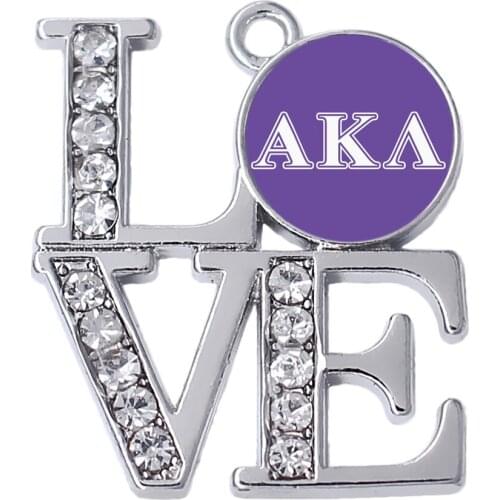 Double Nose Inlay Sticker Greek Letters Alpha Ka Lambda Charms Pendants For College Associations Member Souvenir Gifts DIY