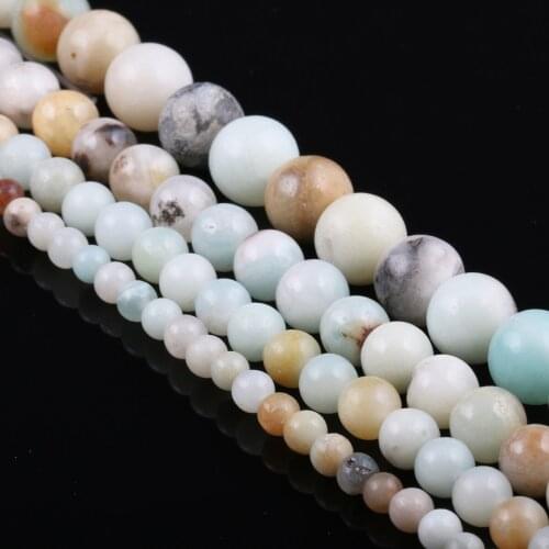 Natural Amazonites Round Loose Spacer Beads For Jewelry Making DIY Charms Bracelet Ear Studs Necklace Accessories 4 6 8 10mm
