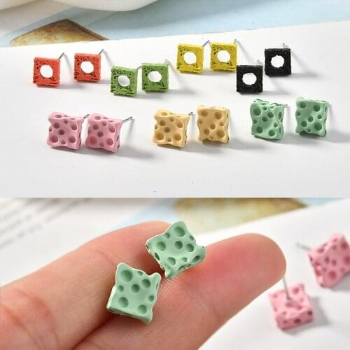 Wholesale 50pcs/Lot cheese geometric hollow square shape Jewelry Earring Stud Accessories Material Ornament Accessories