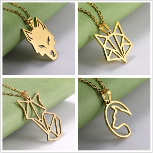 Lemegeton Wolf Fox Dog Animal Pendant Necklace Men Women Choker Chain Necklaces Jewelry 316L Stainless Steel Necklace