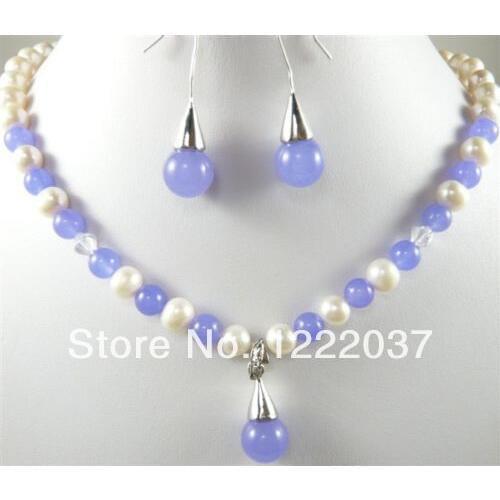 New 3 color!white/black pearl &green/purple jades/red/pink shell necklace pendant set