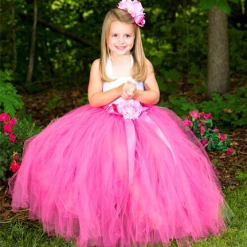 Pageant Girl Chic Fluffy Bowknot Birthday Tutu Skirt Big Kids Handmade Crochet Skirts With Big Flower Headband Wedding Clothing