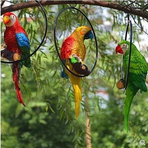 Resin parrot bird crafts, creative simulation bird statue artwork, home garden decoration craft, wall hanging decoration gift