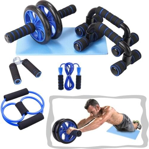 7pcs/Set Roller Jump Rope Power Roller Abdominal Muscle Trainer Push Up Mens Sports Equipment Professional Household Fitness 운동