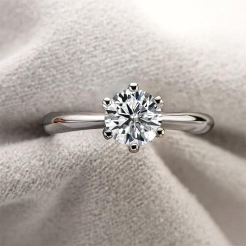 Luxury 925 Sterling Silver Passed Diamond Test 1 Carat Moissanite Wedding Ring Women Sparkling Engagement Lover Fine Jewelry