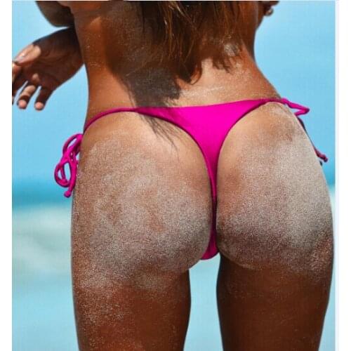Sexy Womens Swimming Trunks Brazil Cheeky Bikini Hem Lace-Up Thong Swimsuit Swimwear Lace-Up Lace-Up Beach Shorts