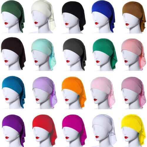 Ramadan Women Under Scarf Bonnet Inner Cap Bone Islamic Head Cover Beanie Wrap Hat Solid Color Headwear Arab Tube Underscarf