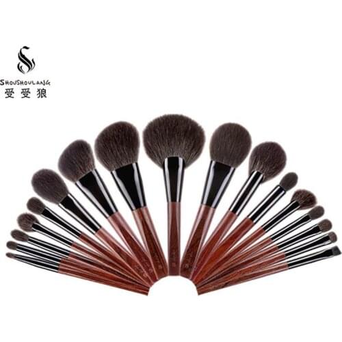Shoushoulang Professional Handmade Make Up Brushes Set Face Powder Eye Shadow Brush Soft Goat Squirrel Hair Makeup Brush Kit