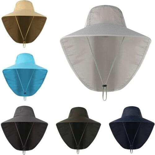 Outdoor Fishing Flap Cap Wide Brim Sunshade Foldable Mesh Sweatband Neck Cover Bucket Hat Camping Cap Hot Sale