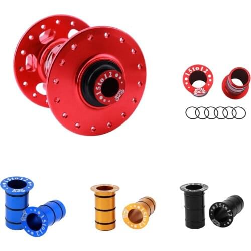 2Pcs Aluminum Alloy MTB Road Bike Bicycle Hub Front Fork Barrel Shaft Side Cover Convert 15mm to 12mm Adapter Disc Brake