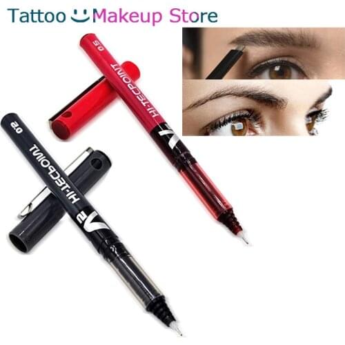 10Pcs Tattoo Marker Pen 0.5MM Red&Black Eyebrow Lips Tattoo Pen Waterproof Painting Supplies Semi-Permanent Pencil Accessories