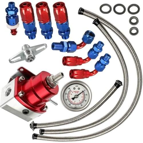 Racing auto universal Adjustable Fuel Pressure Regulator Oil 160psi Gauge AN 6 Fitting End Oil Gauge Hose Fitting Kit