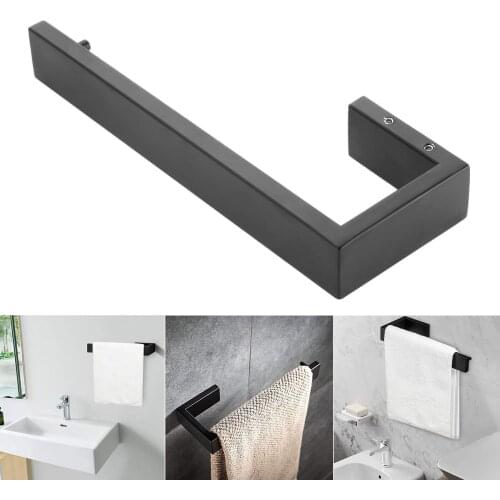 Stainless Steel Bathroom Towel Holder Wall Mounted Towel Rack Black Towel Rail Bar Shelf For Kitchen Bedroom Hardware Parts