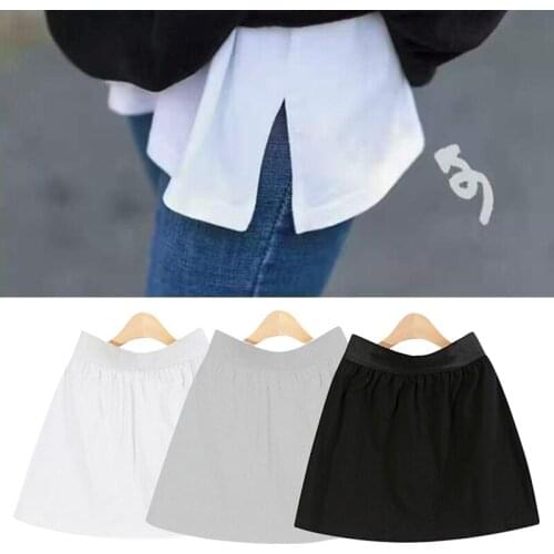 Korean Womens A-Line Flared Curved Fake False Hem Button Down False Mini Skirt Thin Short Skirt Fake Hem Half-body Befree Skirts