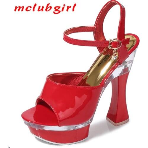 Mclubgirl 14 Cm High 4cm Platfrom Sandals Womens Anti-slip Thick Bottom Sexy Joker Shoes Wedge Sandals High Heels LFD