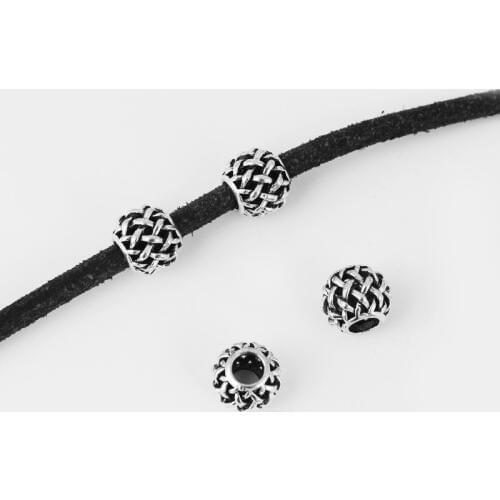 10pcs Charms Open Knot Round Slider Beads Spacer For 5mm Round Leather Cord Bracelet Bangle Jewelry Accessories