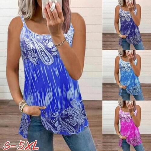 2021 Summer Sexy Women Sleeveless Printing Plus Size Tanks Women Tops S-5XL