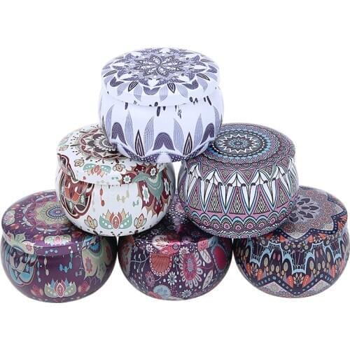 6Pcs/Set Mini DIY Candle Making Kit Metal Candle Tin Jars Container European Vintage Flower Jewelry Candy Storage Pots For Party