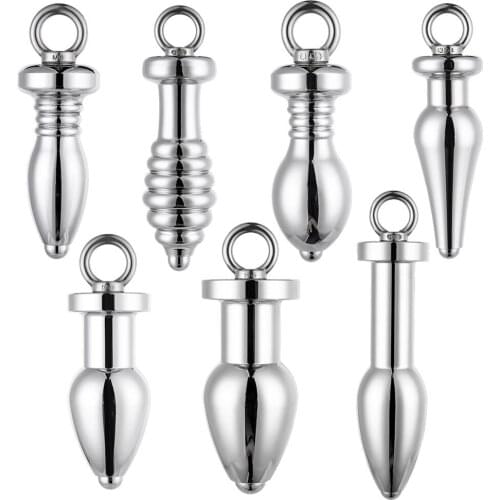 7pcs Hollow Anal Plug Metal Pull Ring Vaginal Enema Rinse Peep Anal Dilator Butt Plug Stimulation Erotic Sex Toys For Women Men