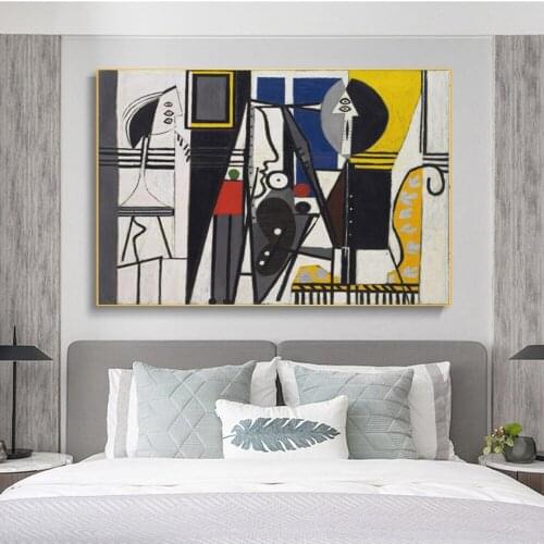 Abstract Style Pablo Picasso Painter and Model Canvas Paintings Poster and Print Wall Art Picture for Room Cuadros Decoration